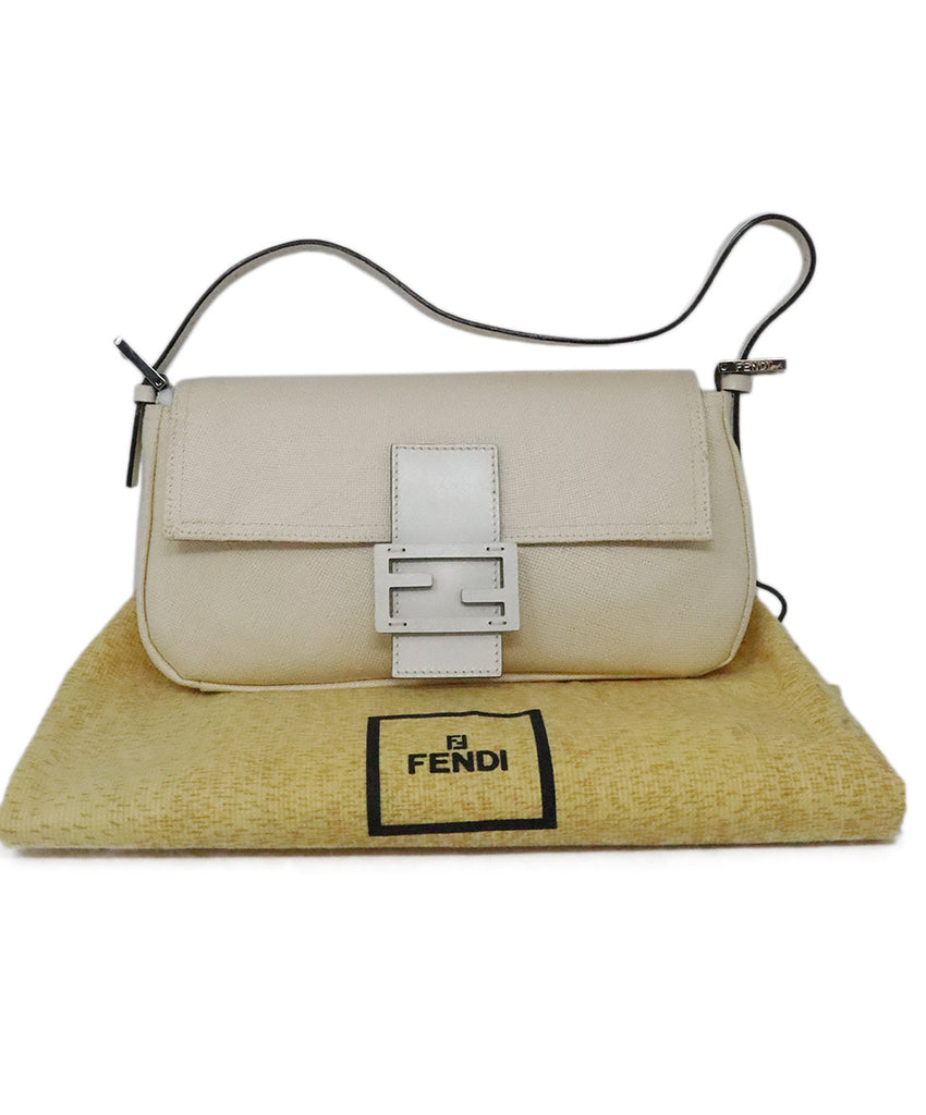 Fendi Ivory Woven Raffia Baguette Bag 5