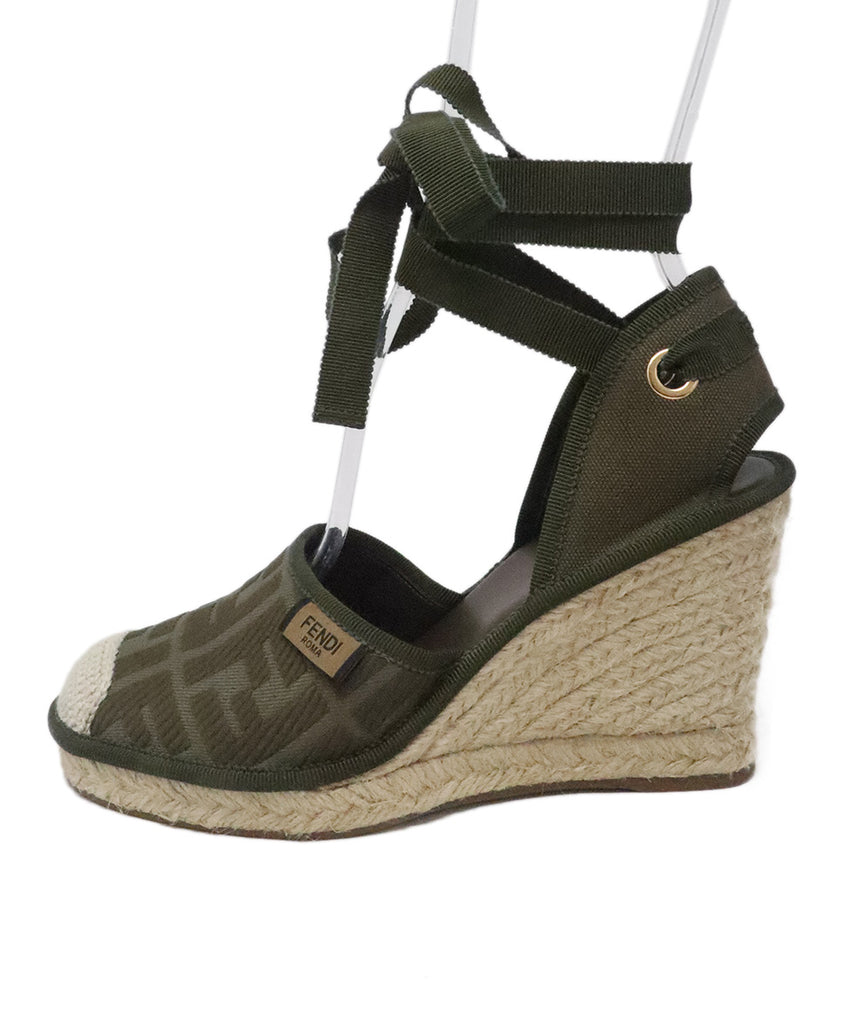 Fendi Green Canvas Espadrilles Wedges 1