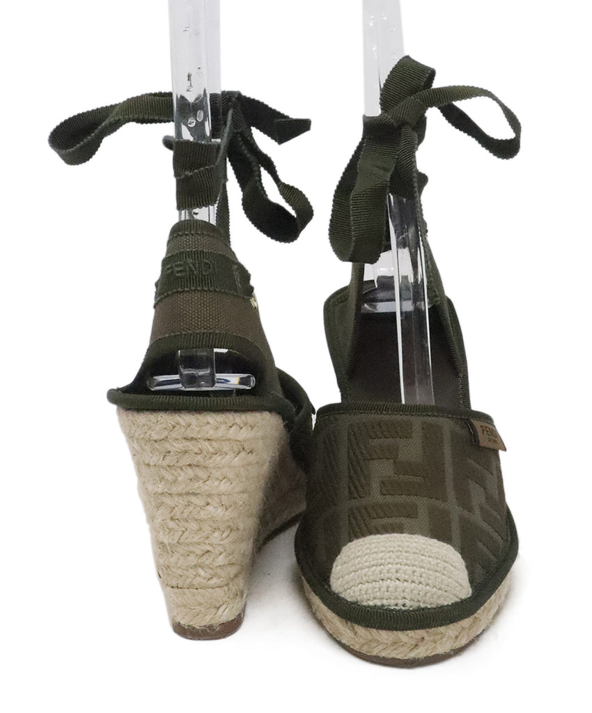 Fendi Green Canvas Espadrilles Wedges 2