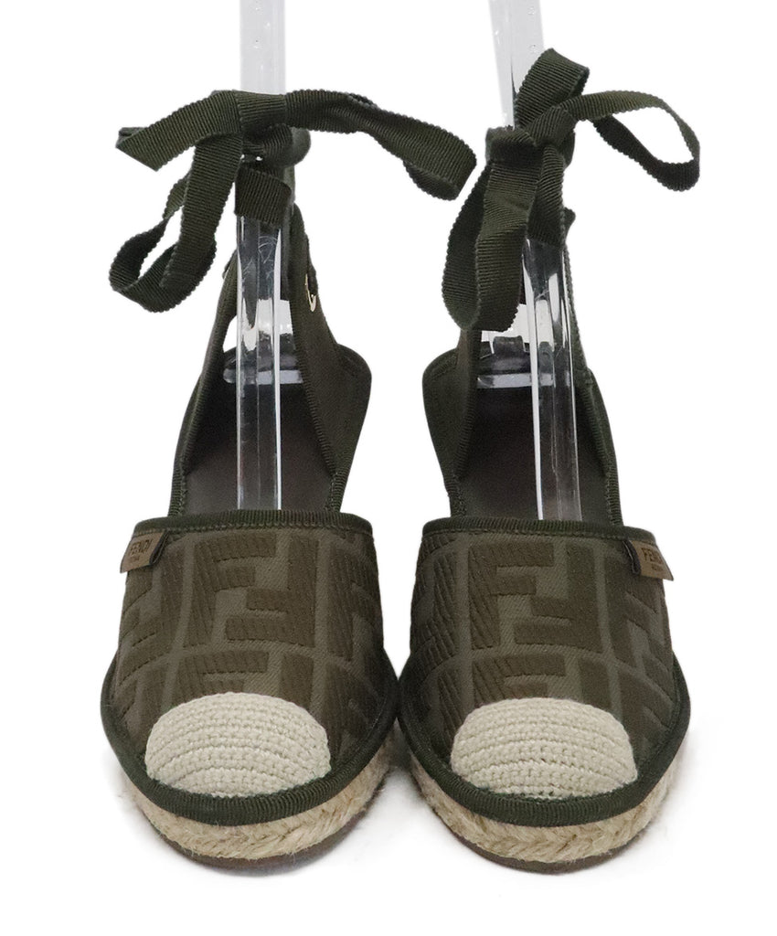 Fendi Green Canvas Espadrilles Wedges 3