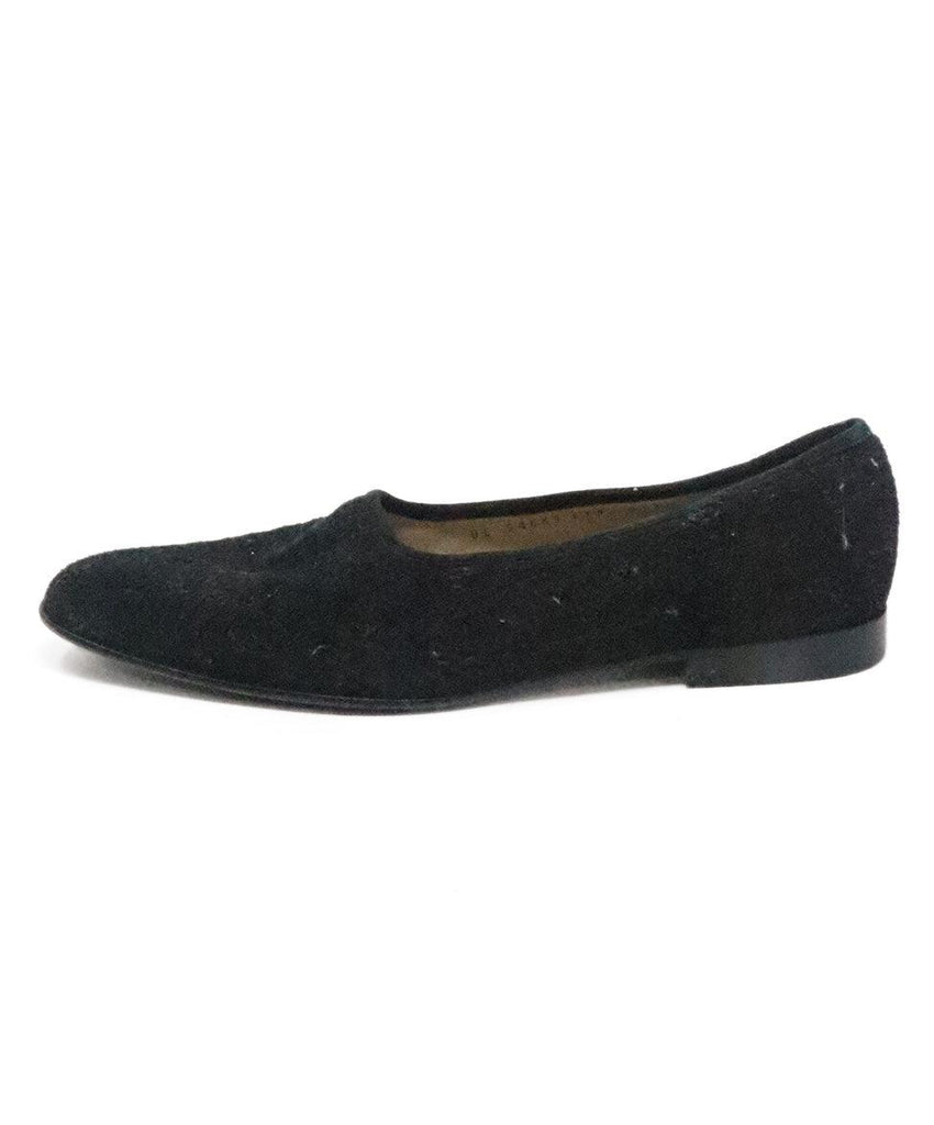 Ferragamo Black Flannel Flats 1