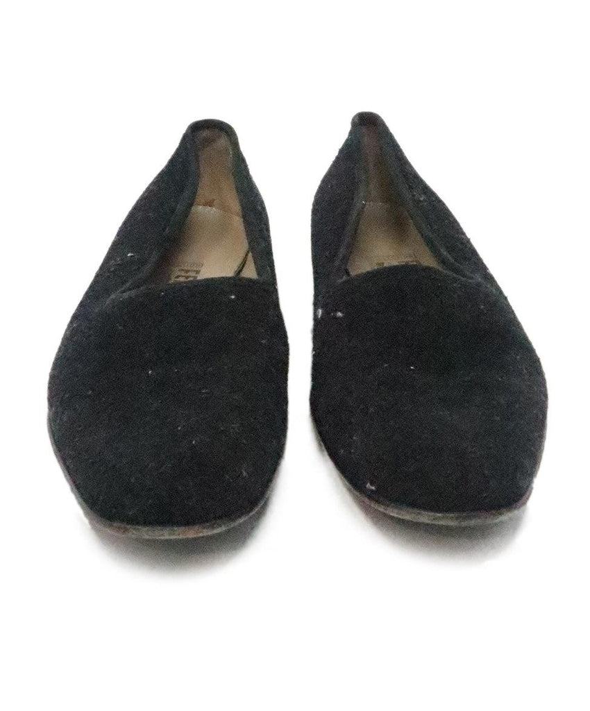 Ferragamo Black Flannel Flats 3