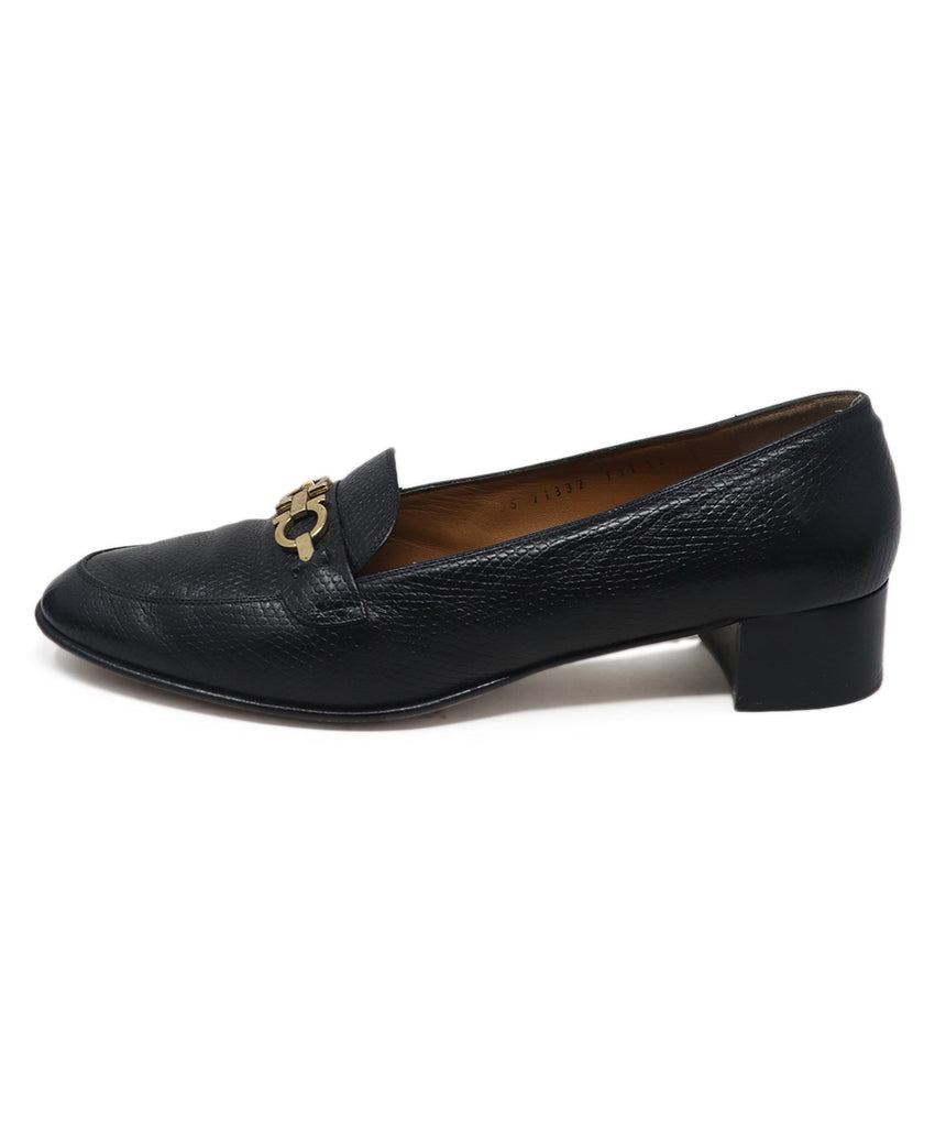 Ferragamo Black Pressed Leather Loafers 1