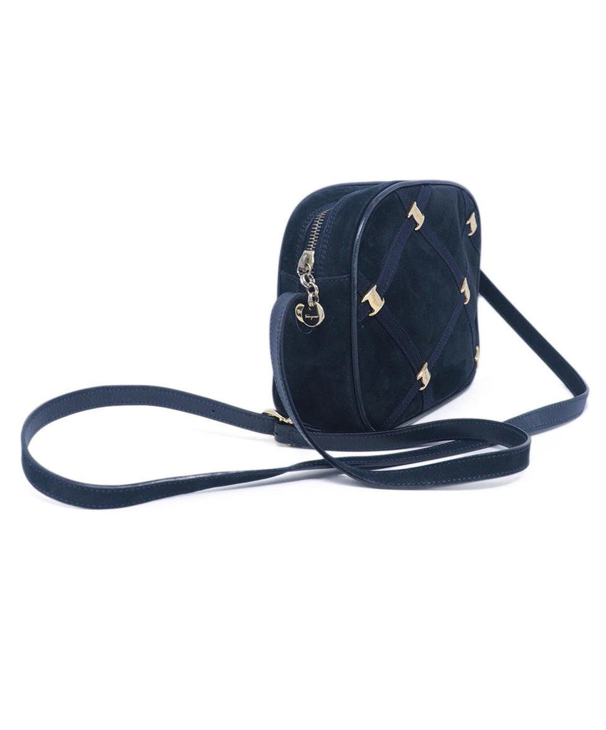 Ferragamo Vintage Black & Navy Suede Crossbody 1