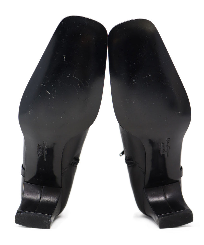 Ferragamo Black Leather Booties 4