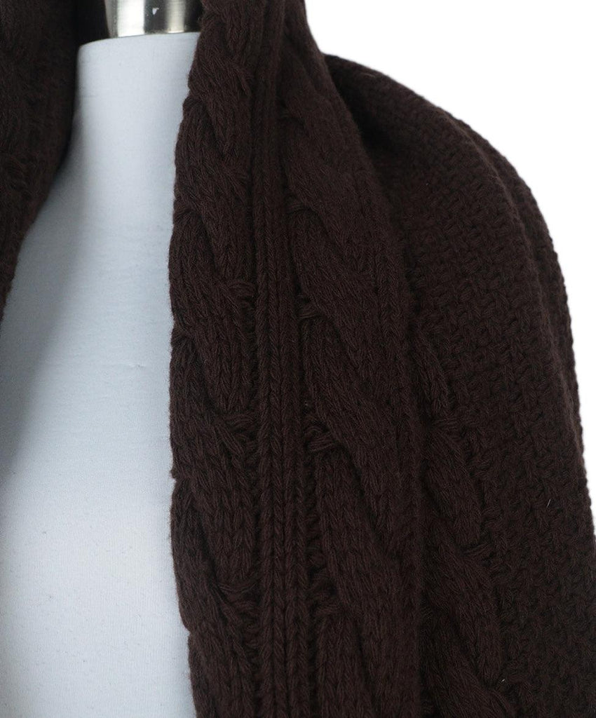 Ferragamo Brown Cableknit Wool Shawl 5