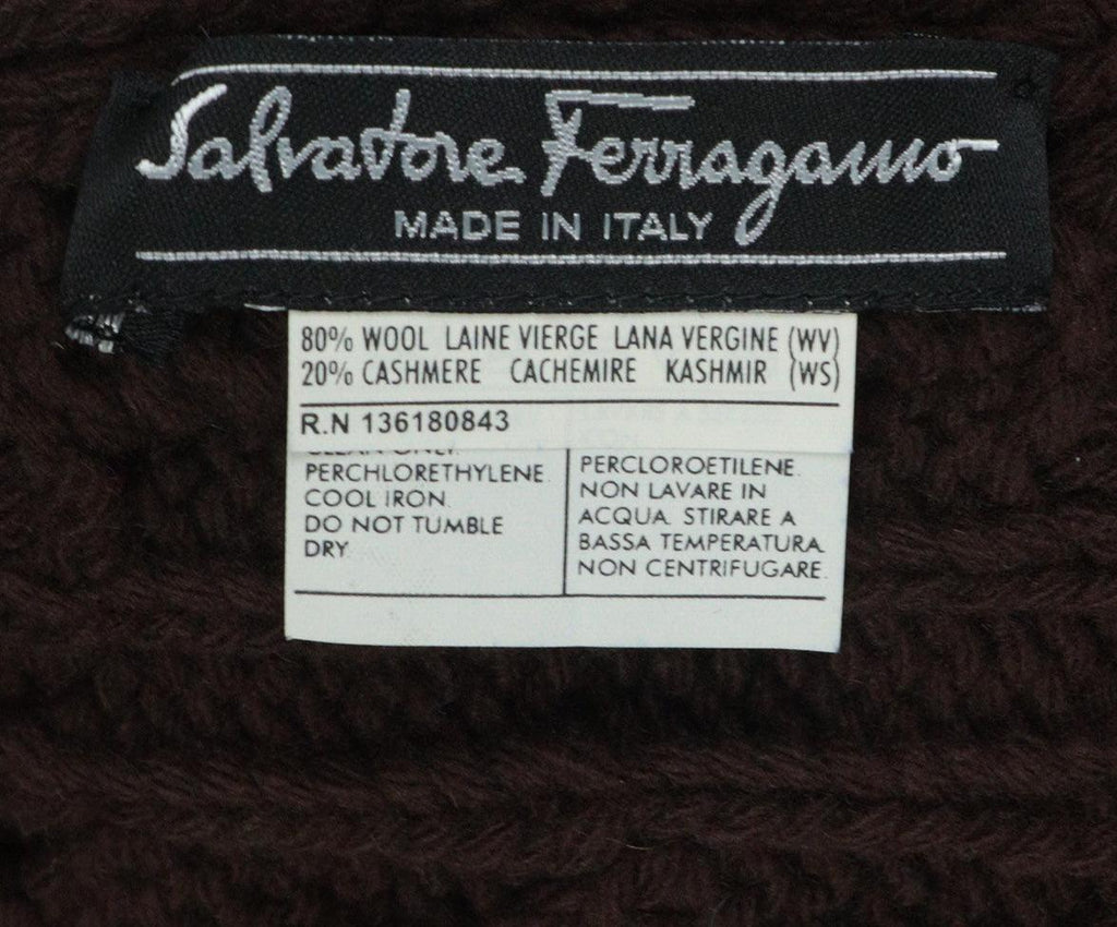 Ferragamo Brown Cableknit Wool Shawl 3