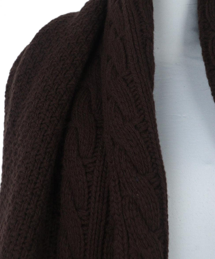 Ferragamo Brown Cableknit Wool Shawl 4