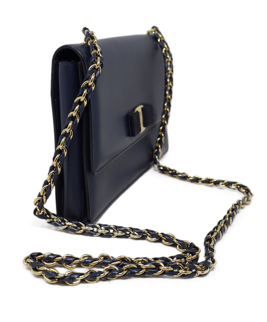 Ferragamo Navy Leather Crossbody Handbag 1