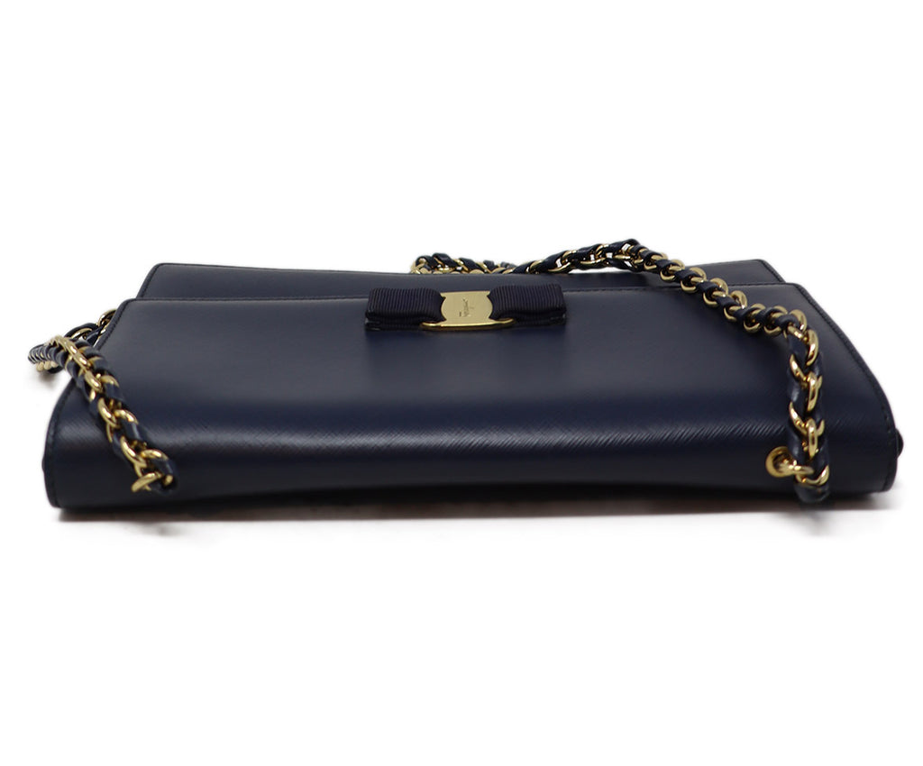 Ferragamo Navy Leather Crossbody Handbag 4