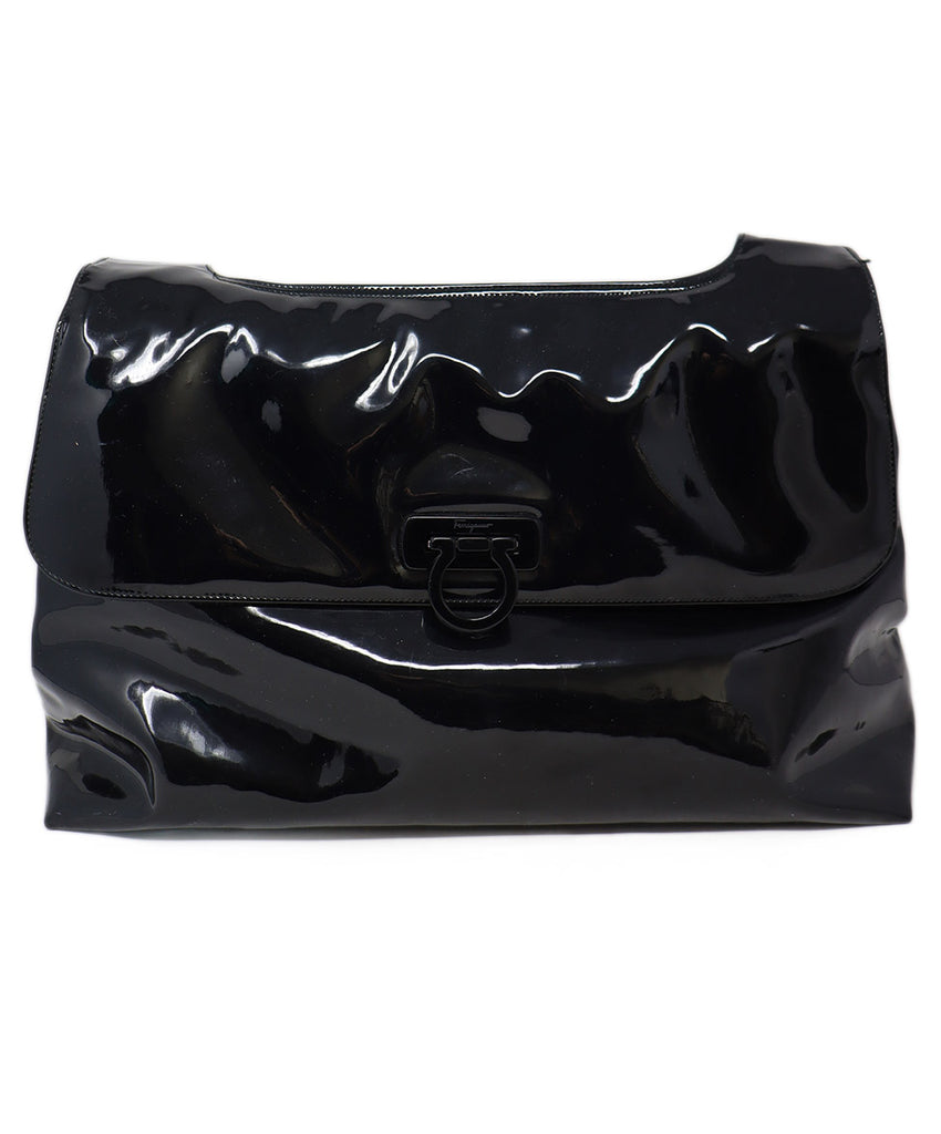 Ferragamo Black Patent Shoulder Bag 