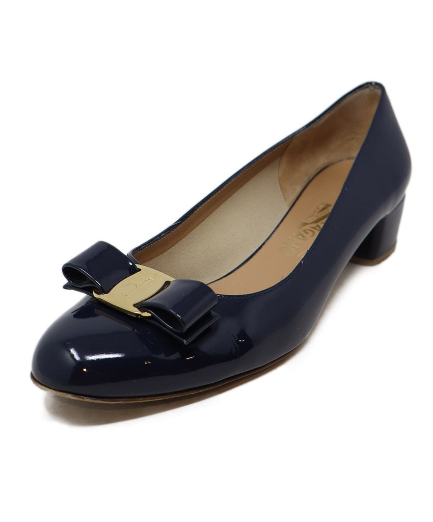 Ferragamo Navy Patent Leather Heels 1