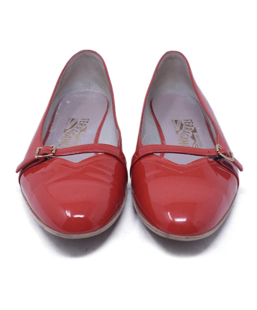 Ferragamo Orange Patent Leather Flats 3