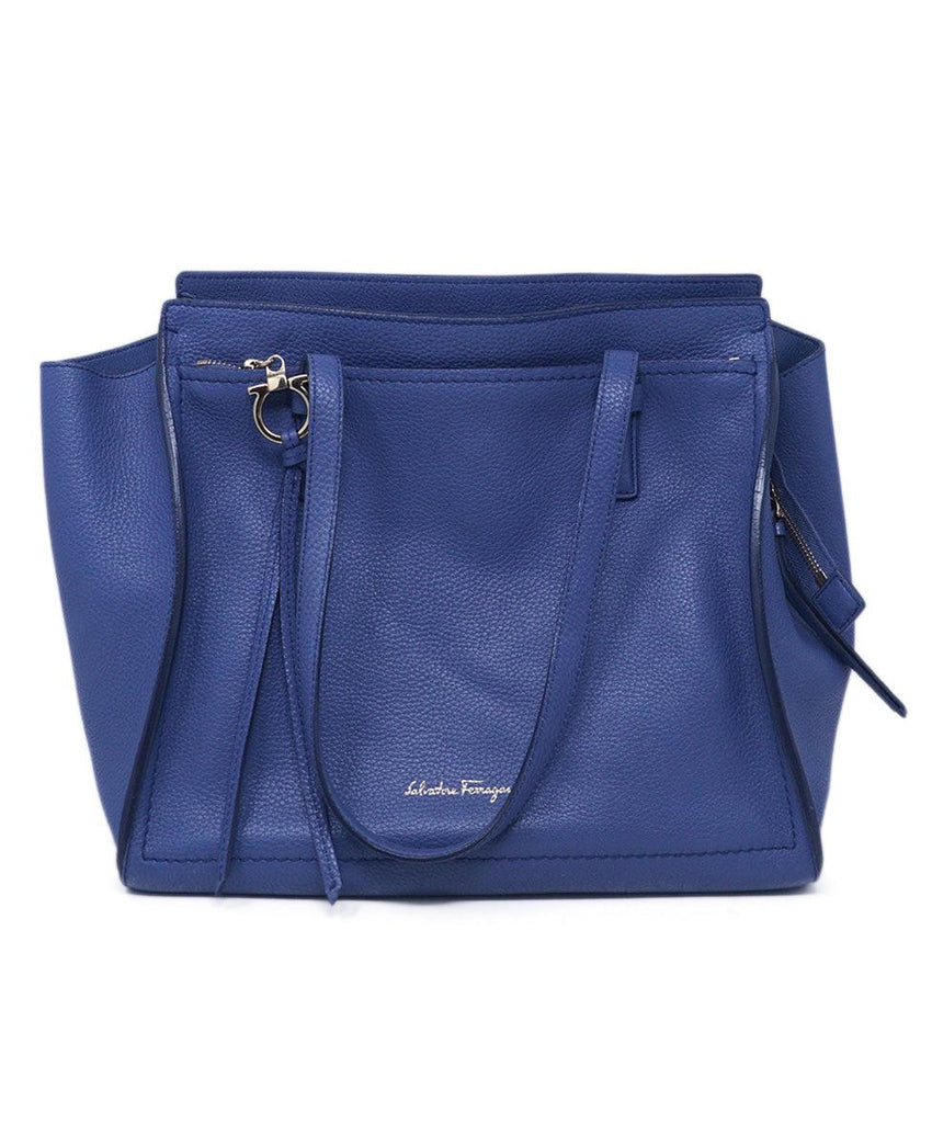 Ferragamo Blue Leather Tote 