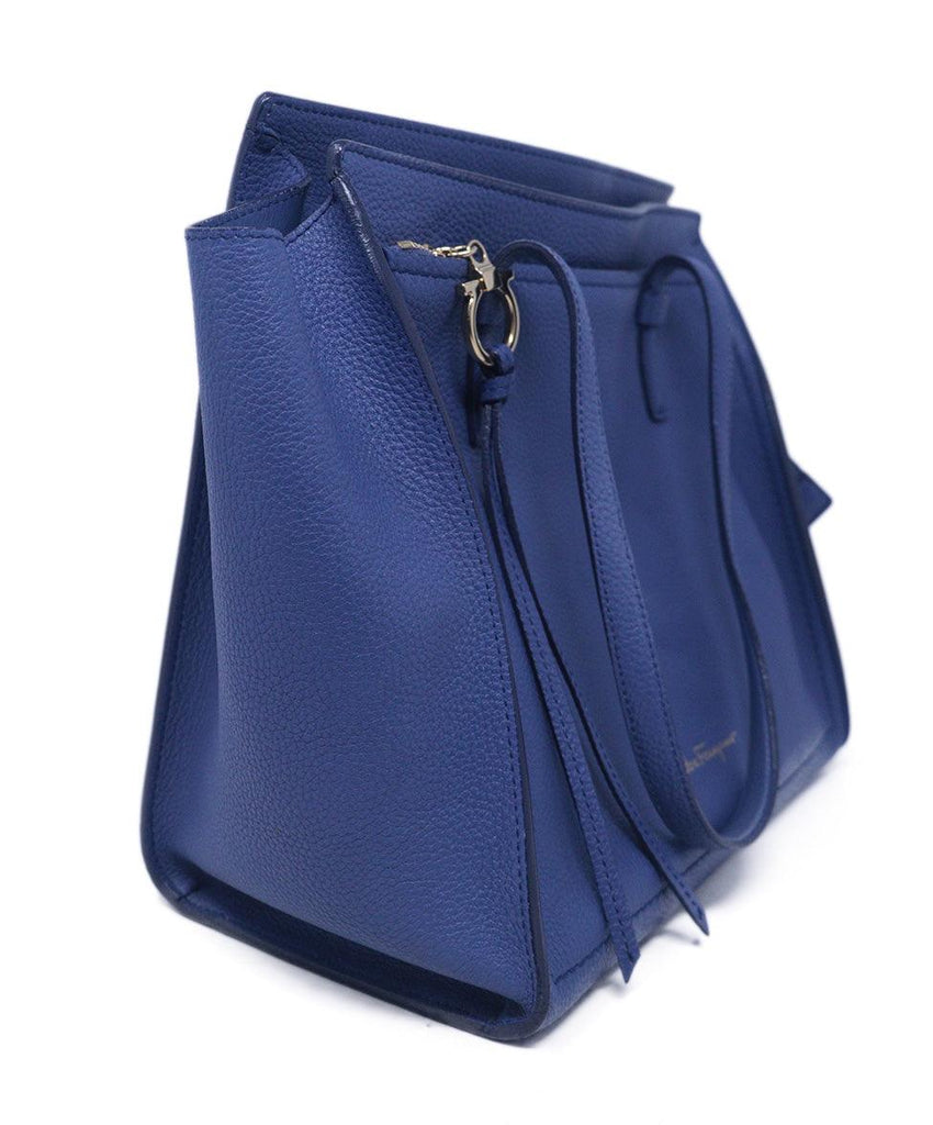 Ferragamo Blue Leather Tote 1