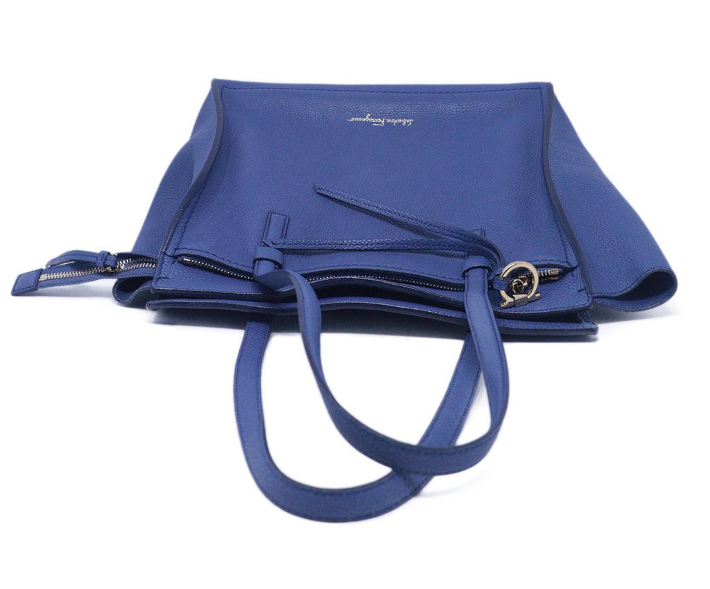 Ferragamo Blue Leather Tote 4