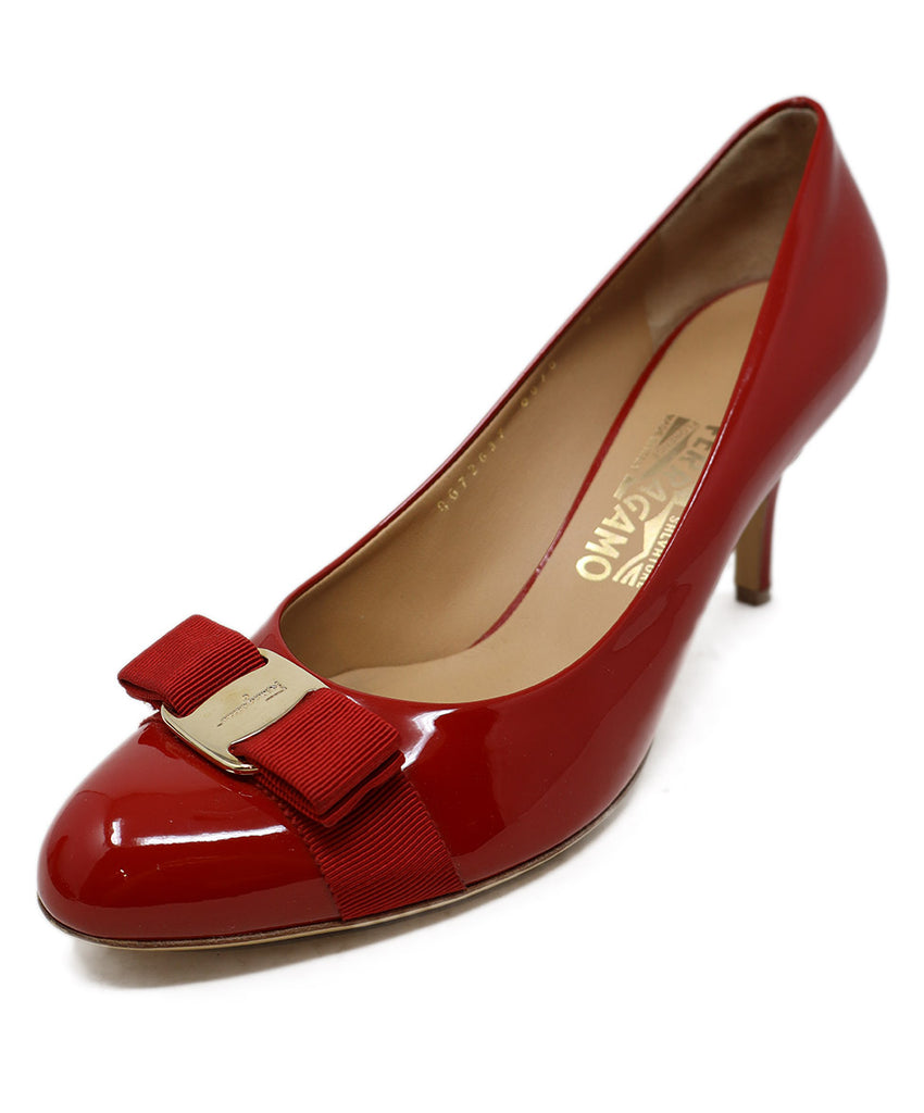 Ferragamo Red Patent Leather Bow Heels 