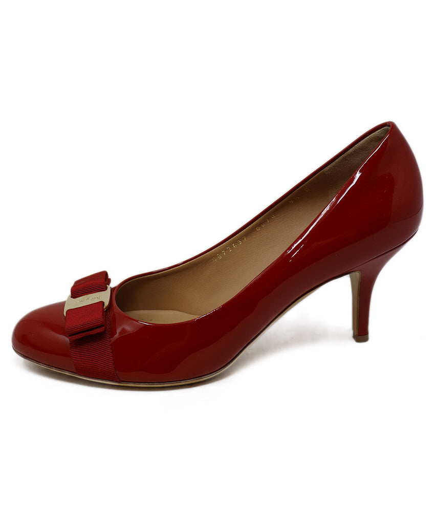 Ferragamo Red Patent Leather Bow Heels 1