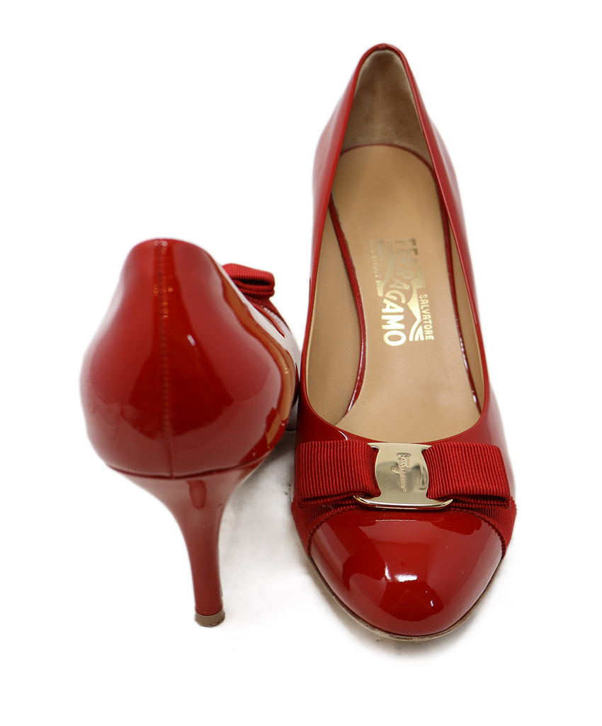 Ferragamo Red Patent Leather Bow Heels 2