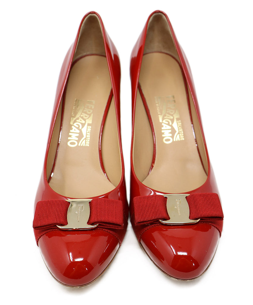 Ferragamo Red Patent Leather Bow Heels 3