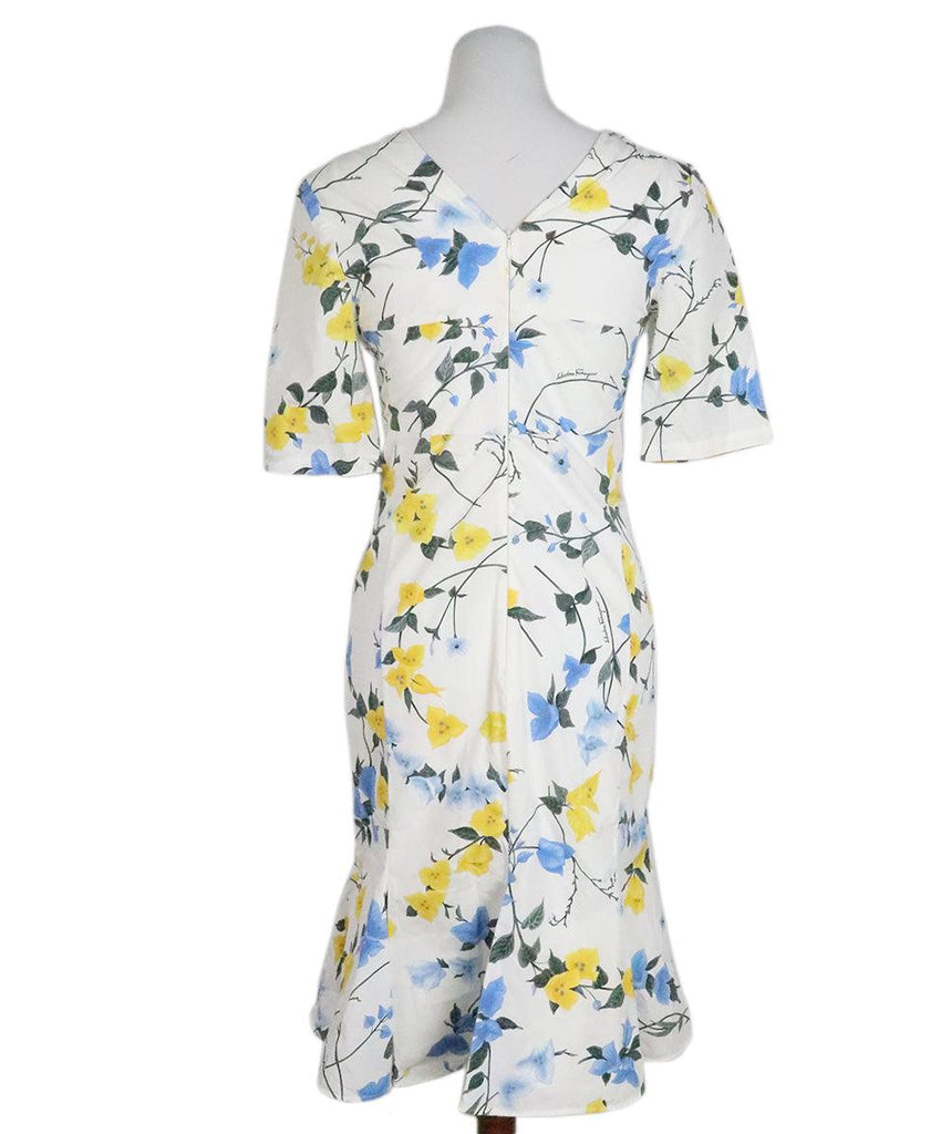 Ferragamo White Floral Print Cotton Dress sz 2 - Michael's Consignment NYC