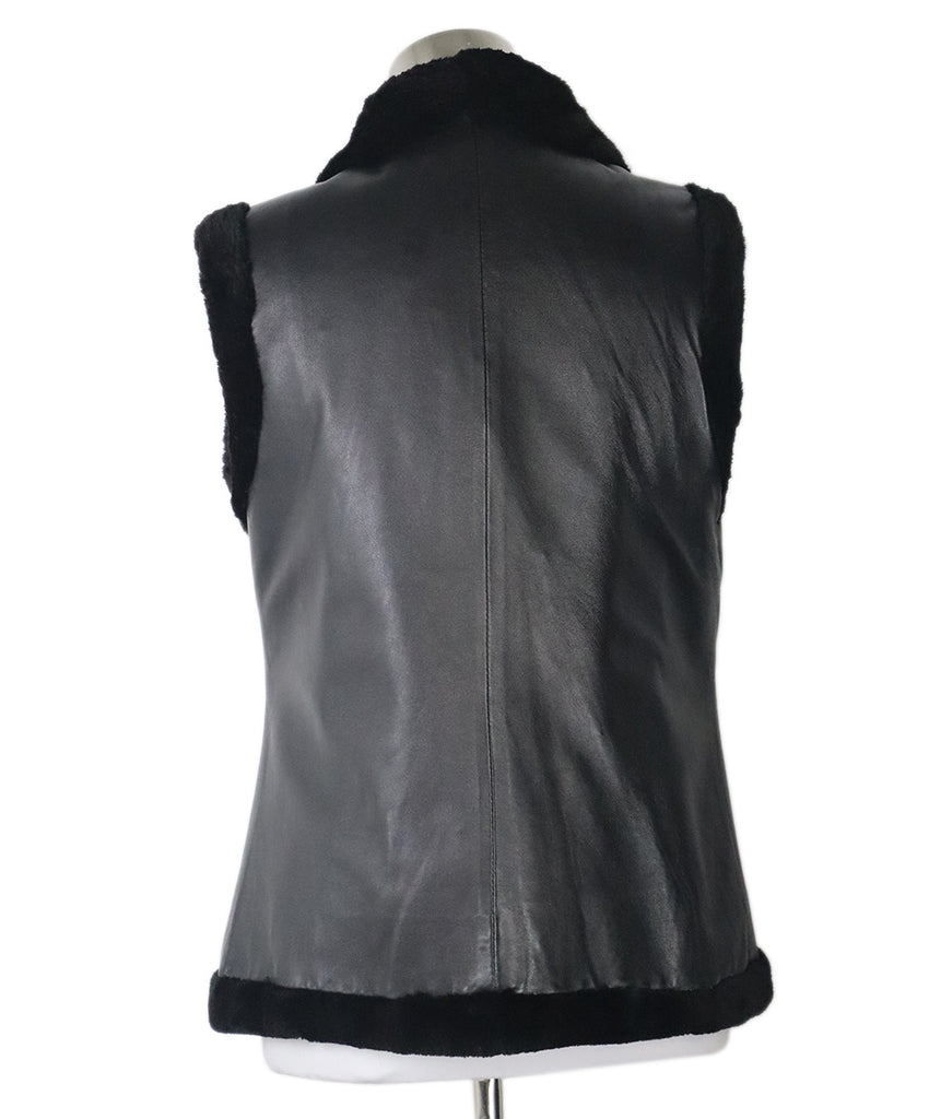 Fur Vest Black Leather Real 2