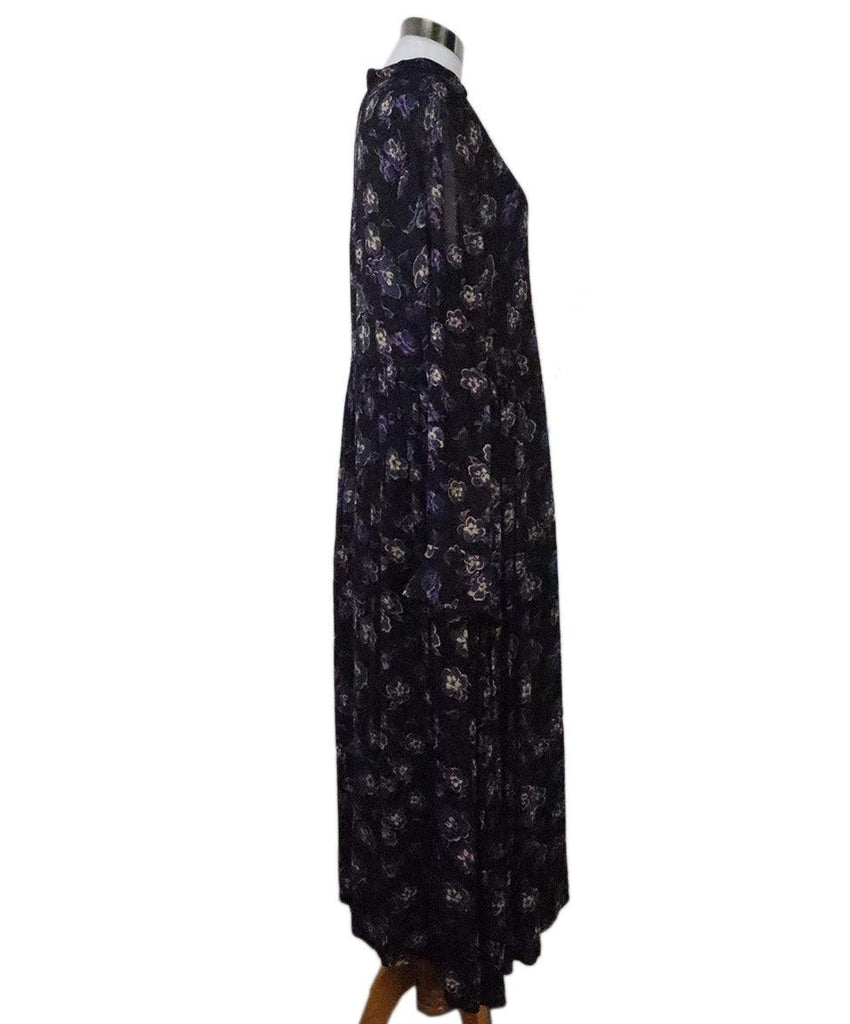 Ganni Black & Purple Floral Print Dress 1