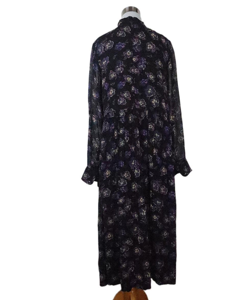 Ganni Black & Purple Floral Print Dress 2