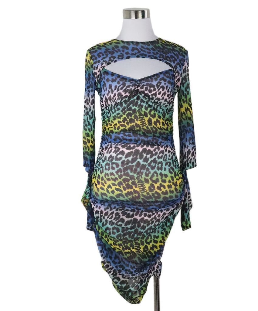 Ganni Blue & Yellow Animal Print Dress 