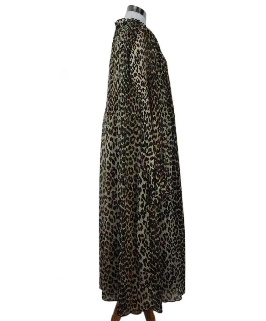 Ganni Pleated Leopard Print Dress 1