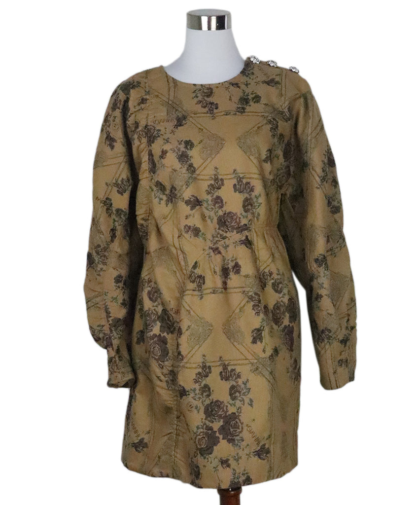 Ganni Tan Floral Print Dress 