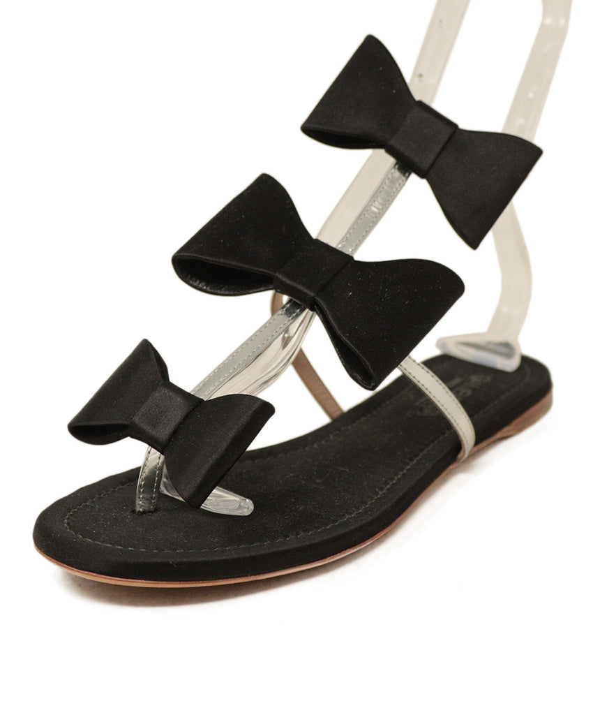 Giambattista Black Satin Bow Sandals 