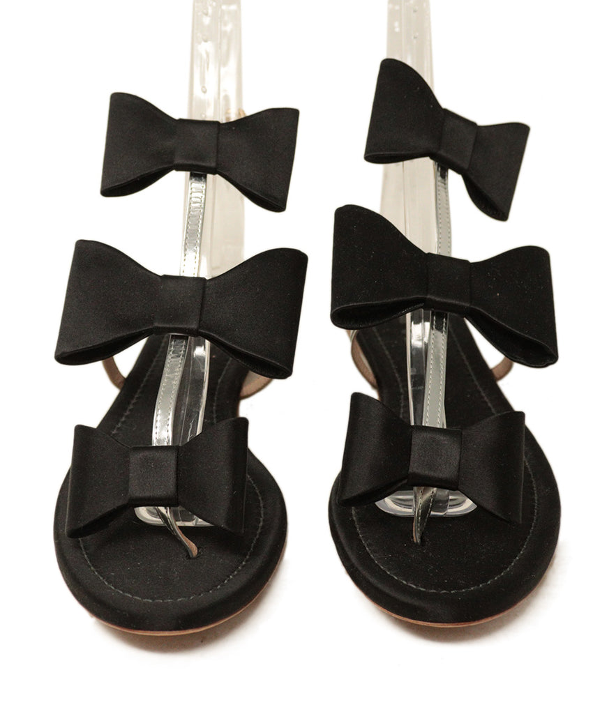 Giambattista Black Satin Bow Sandals 3