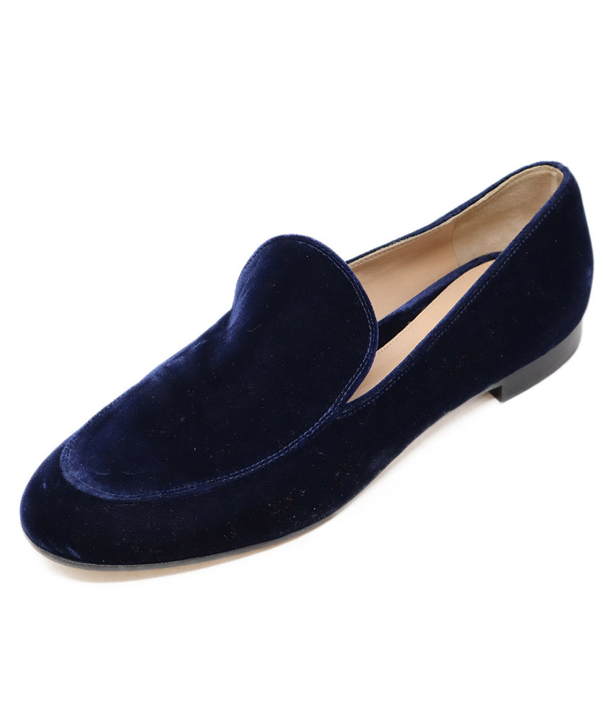 Gianvito Rossi Navy Velvet Loafers 