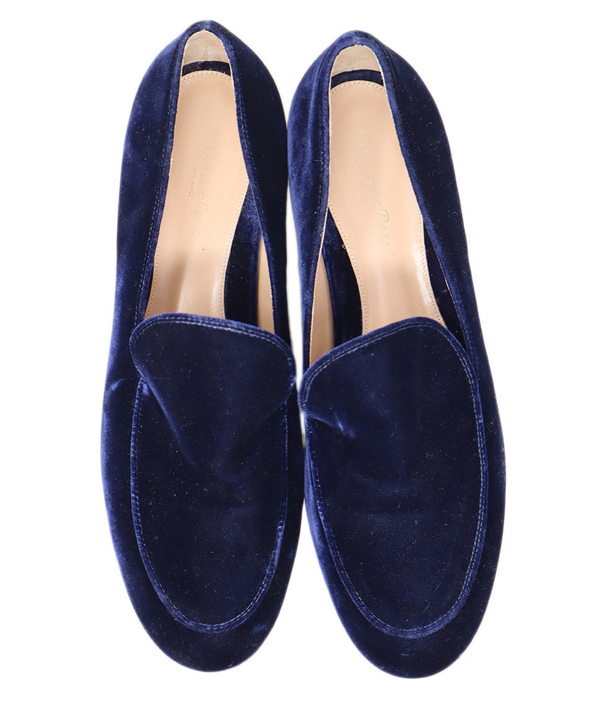 Gianvito Rossi Navy Velvet Loafers 2