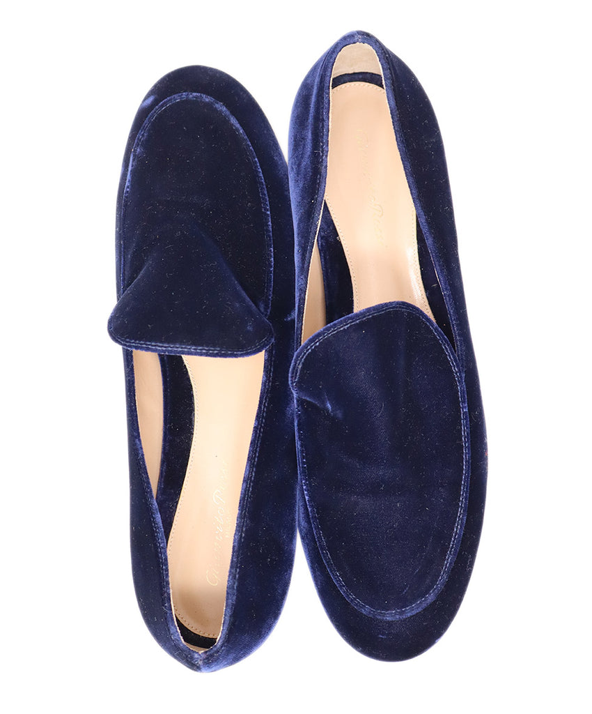 Gianvito Rossi Navy Velvet Loafers 3