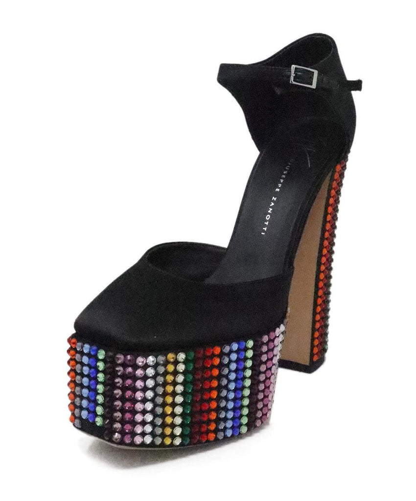 Giuseppe Zanotti Black & Rainbow Rhinestone Platforms sz 6.5 - Michael's Consignment NYC