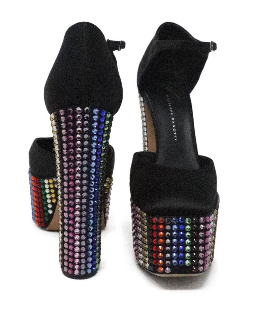 Giuseppe Zanotti Black & Rainbow Rhinestone Platforms sz 6.5 - Michael's Consignment NYC