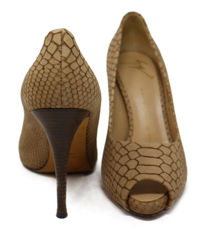 Giuseppe Zanotti Neutral Nude Snake Skin Print Suede Shoes 2