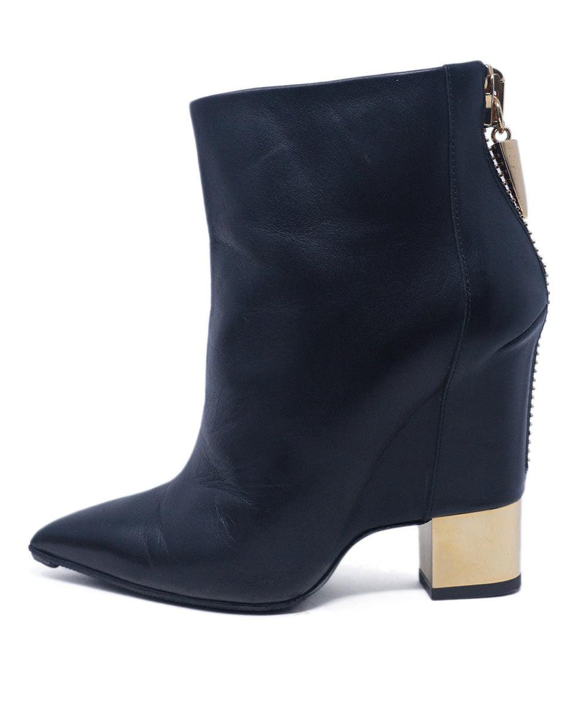 Giuseppe Zanotti Black Leather & Gold Heel Booties 1