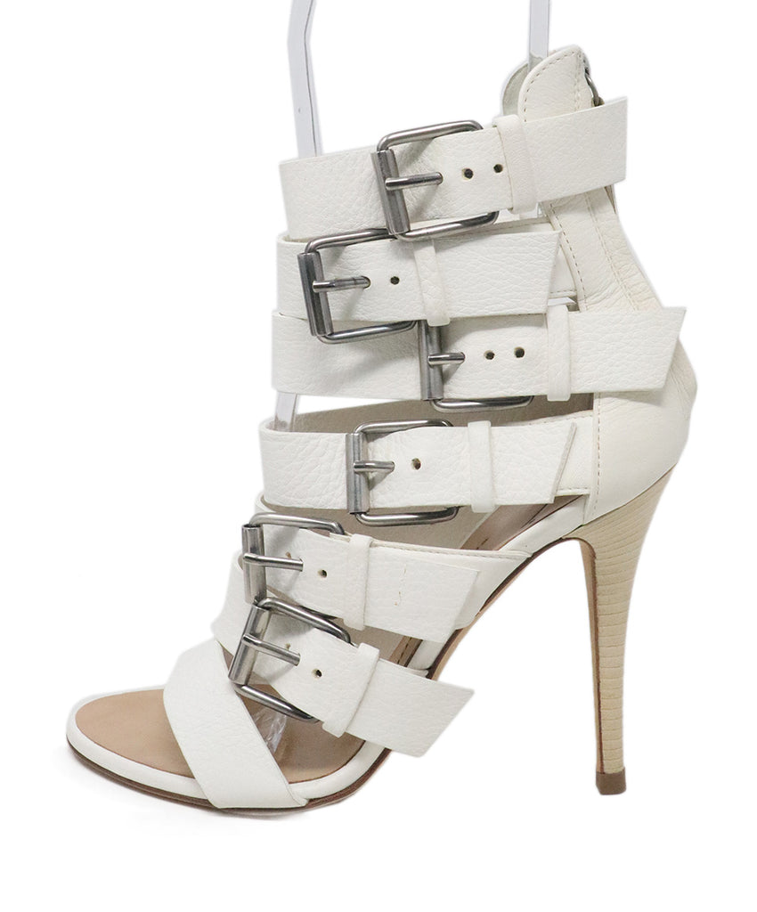 Giuseppe Zanotti White Leather Buckle Heels 1