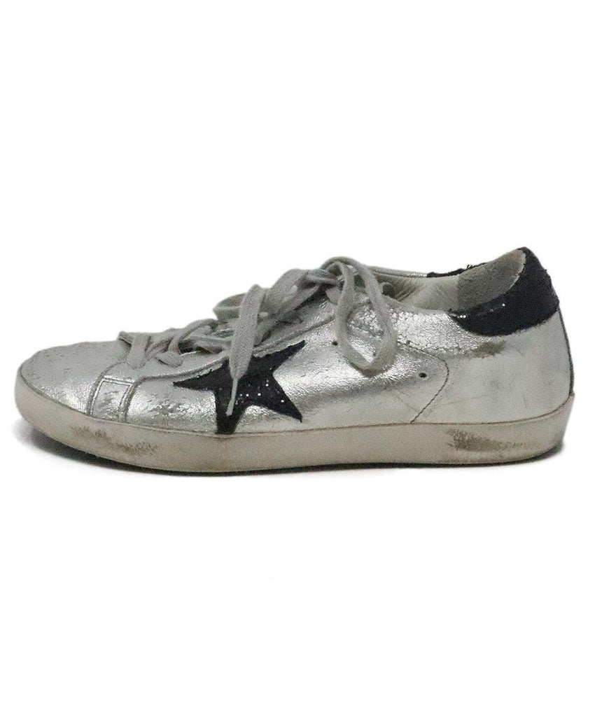 Golden Goose Silver & Black Sneakers 1