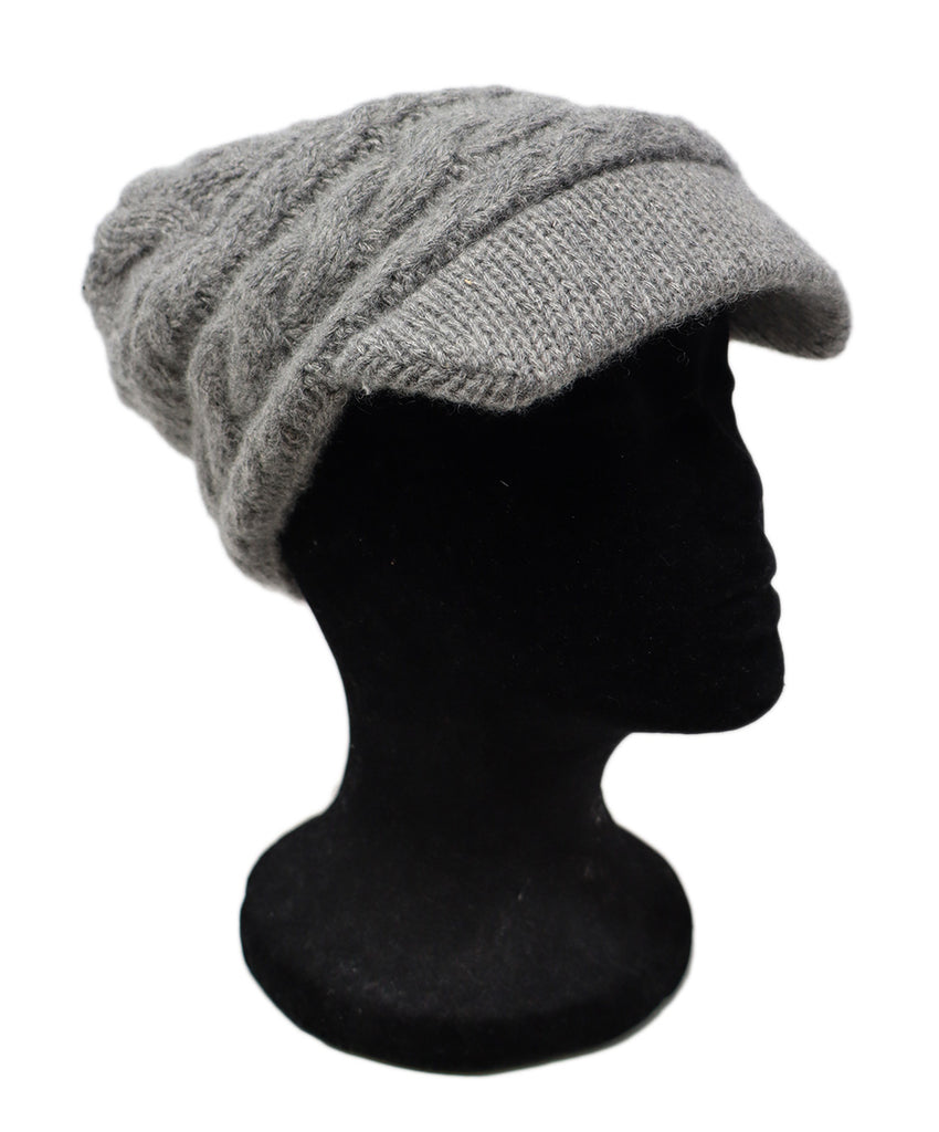 Grey Cashmere Pom-Pom Hat 