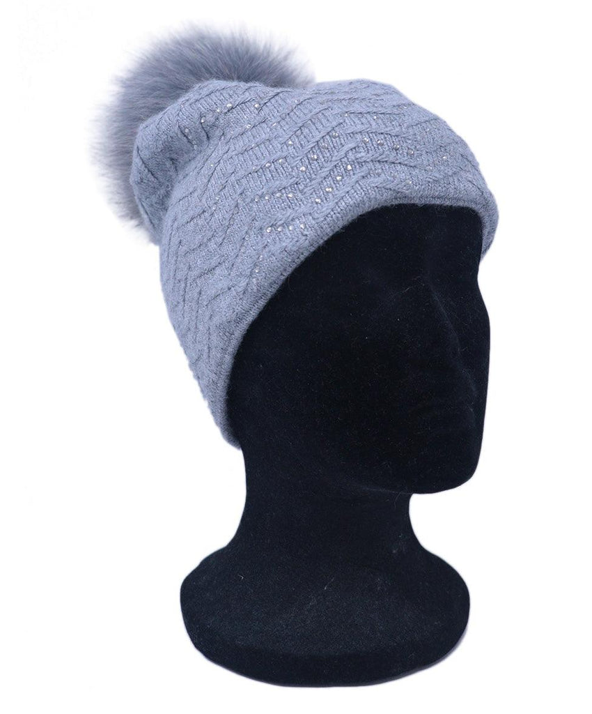 Grey Crystal Fox Fur Hat 1