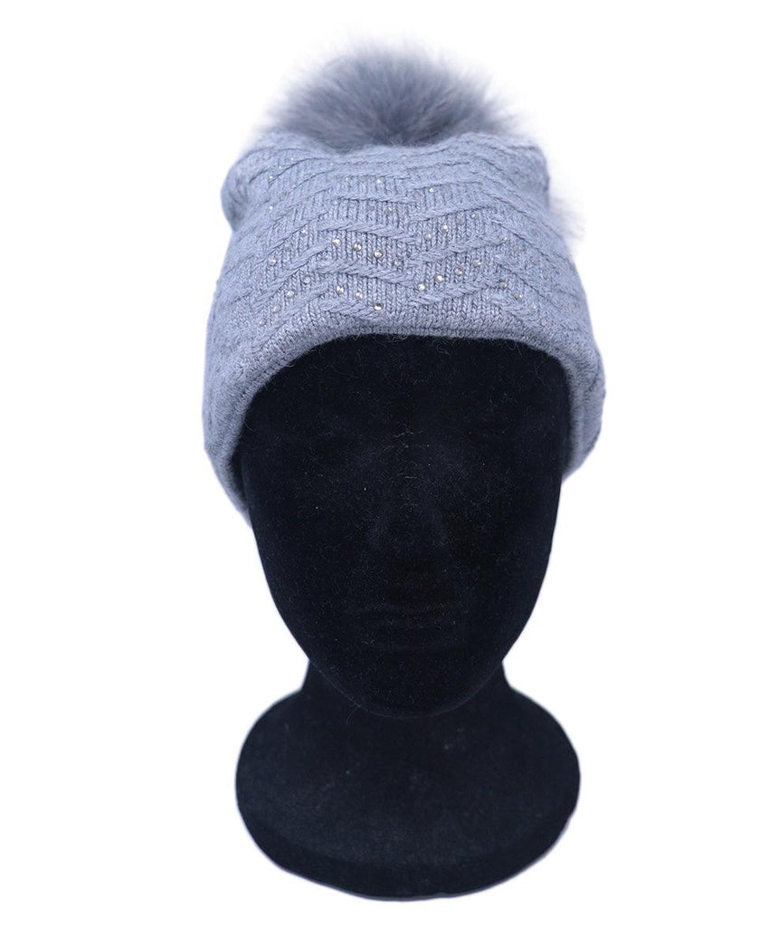 Grey Crystal Fox Fur Hat 