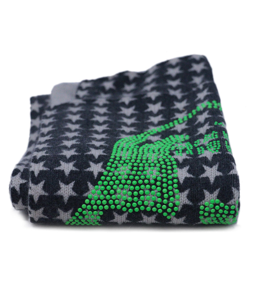 Grey Star Print & Green Skull Scarf 1