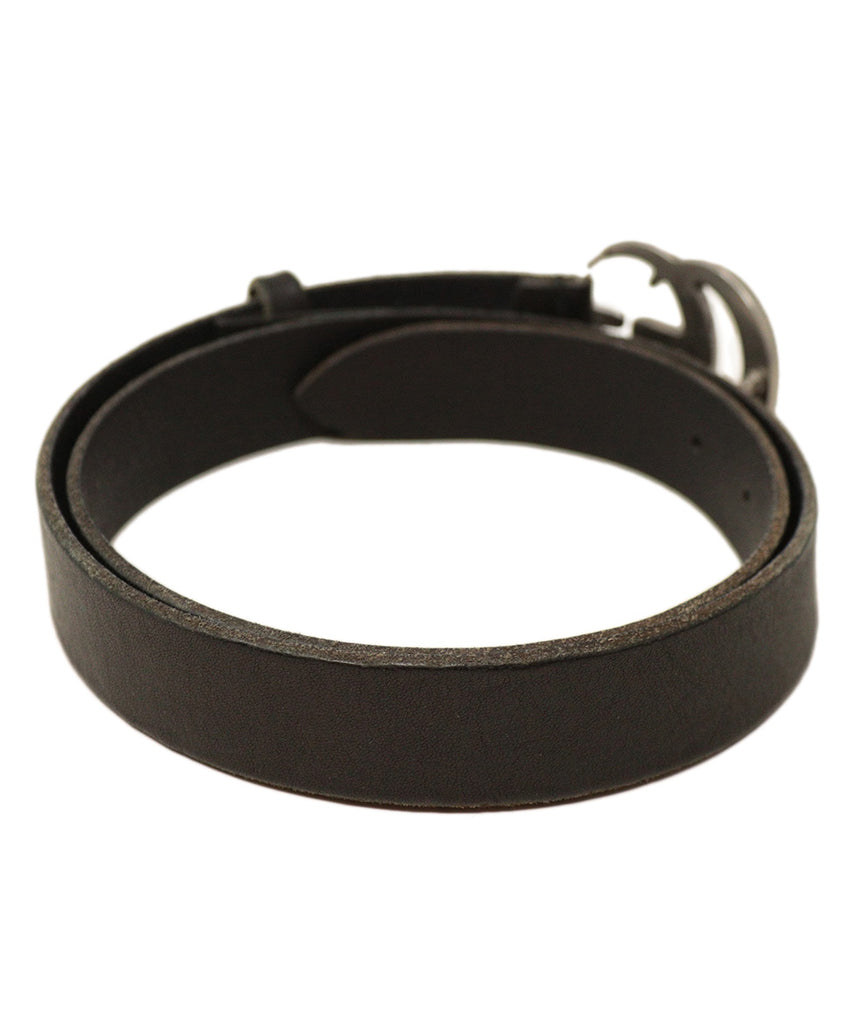 Gucci Black Leather & Silver Buckle Belt 1