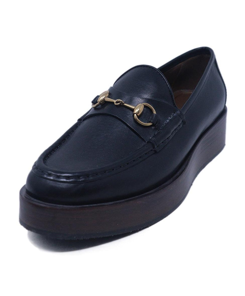 Gucci Black Leather Platform Loafers 