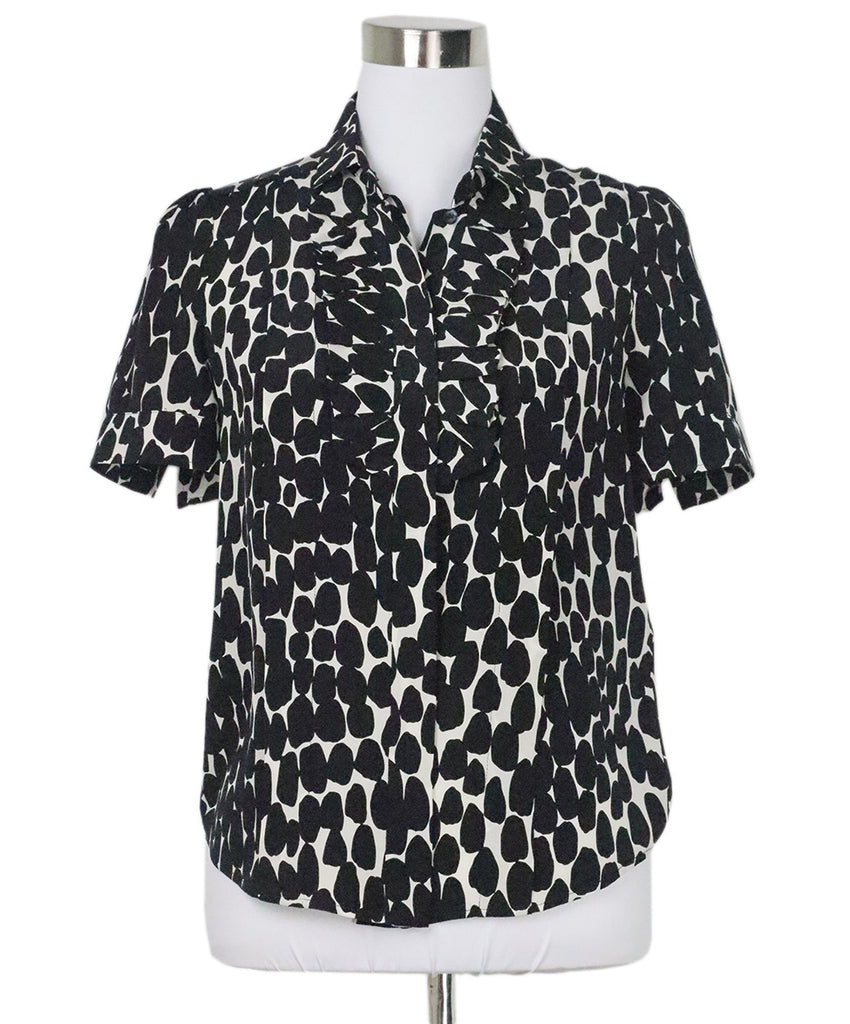 Gucci B&W Print Silk Blouse 