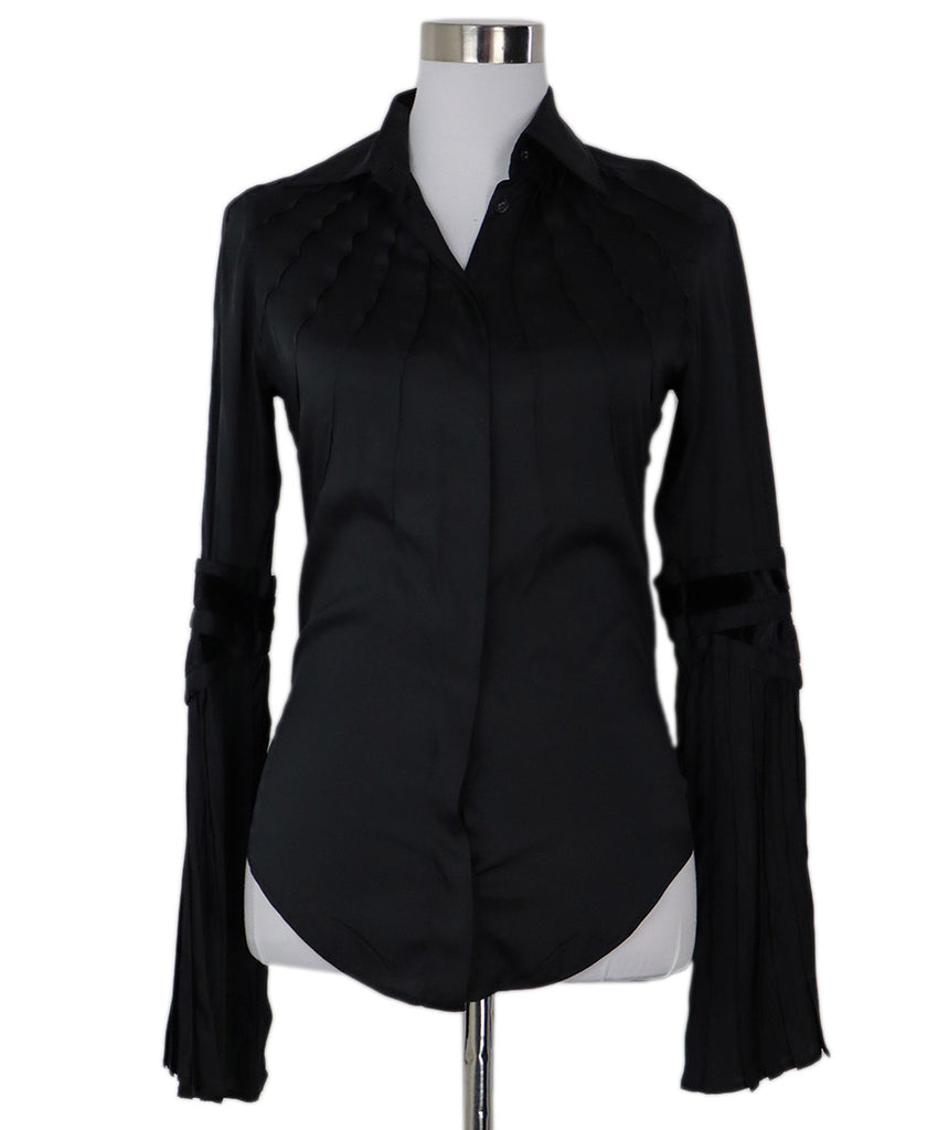 Gucci Black Silk & Velvet Blouse 